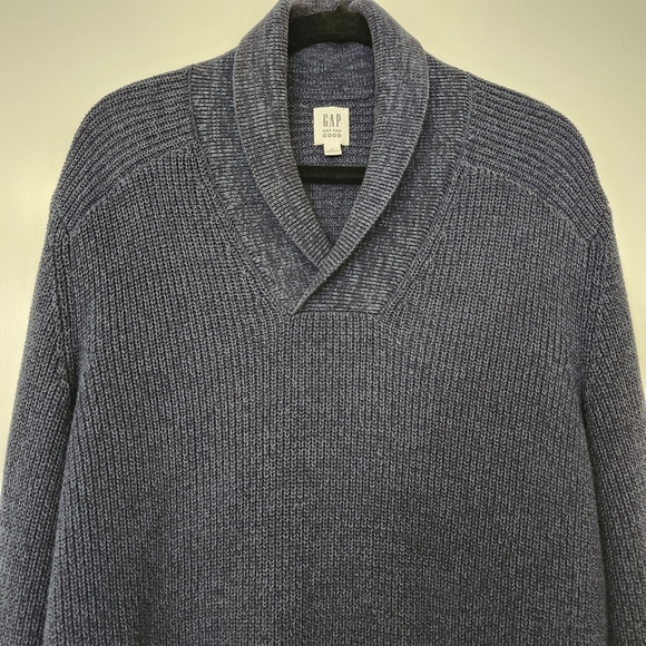 GAP Navy Blue Shawl Collar Sweater Mens Large - Picture 3 of 10